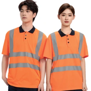 Polo camisero manga corta mujer con cinta reflectiva