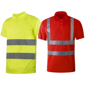Polos pique manga corta con cinta reflectiva