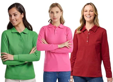 Polos pique manga larga para mujer