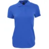 polo camisero pique manga corta color azul para mujer