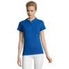 polo camisero pique manga corta color azul para mujer en Gamarra