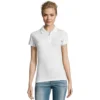 polo camisero pique manga corta color blanco para mujer en gamarra