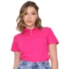 polo camisero pique manga corta color fucsia para mujer en gamarra