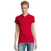 polo camisero pique manga corta color rojo para mujer en gamarra