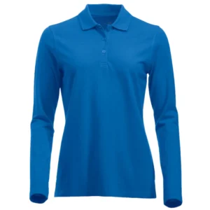 polo camisero pique manga larga color azul para mujer