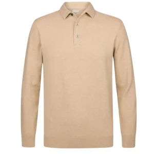 polo camisero pique manga larga color beige para hombre