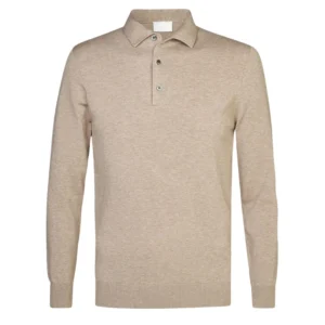 polo camisero pique manga larga color beige para hombre por mayor
