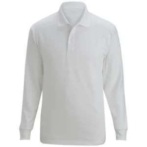polo camisero pique manga larga color blanco para hombre