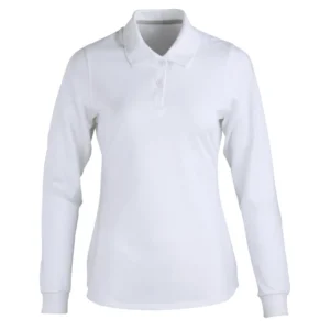 polo camisero pique manga larga color blanco para mujer