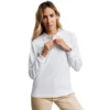 polo camisero pique manga larga color blanco para mujer en Gamarra