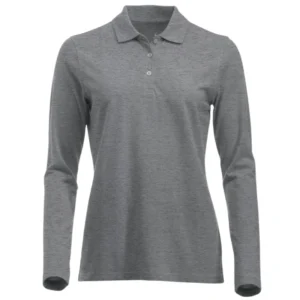 polo camisero pique manga larga color gris para mujer