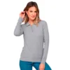 polo camisero pique manga larga color gris para mujer en gamarra