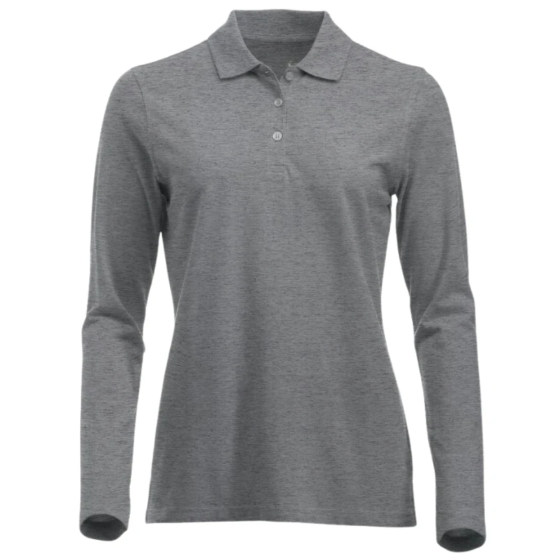 Polo Camisero Pique Manga Larga Gris para Mujer polo camisero pique manga larga color gris para mujer