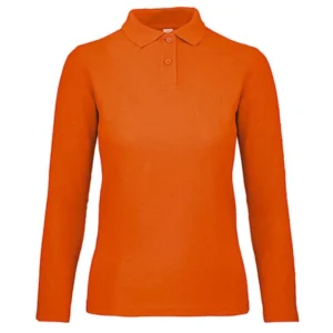 polo camisero pique manga larga color naranja para mujer
