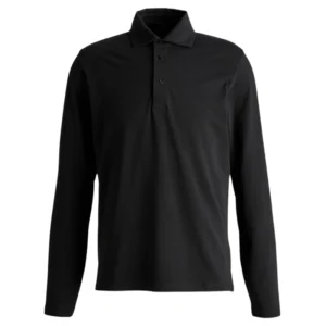 polo camisero pique manga larga color negro para hombre