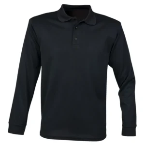 polo camisero pique manga larga color negro para hombre por mayor