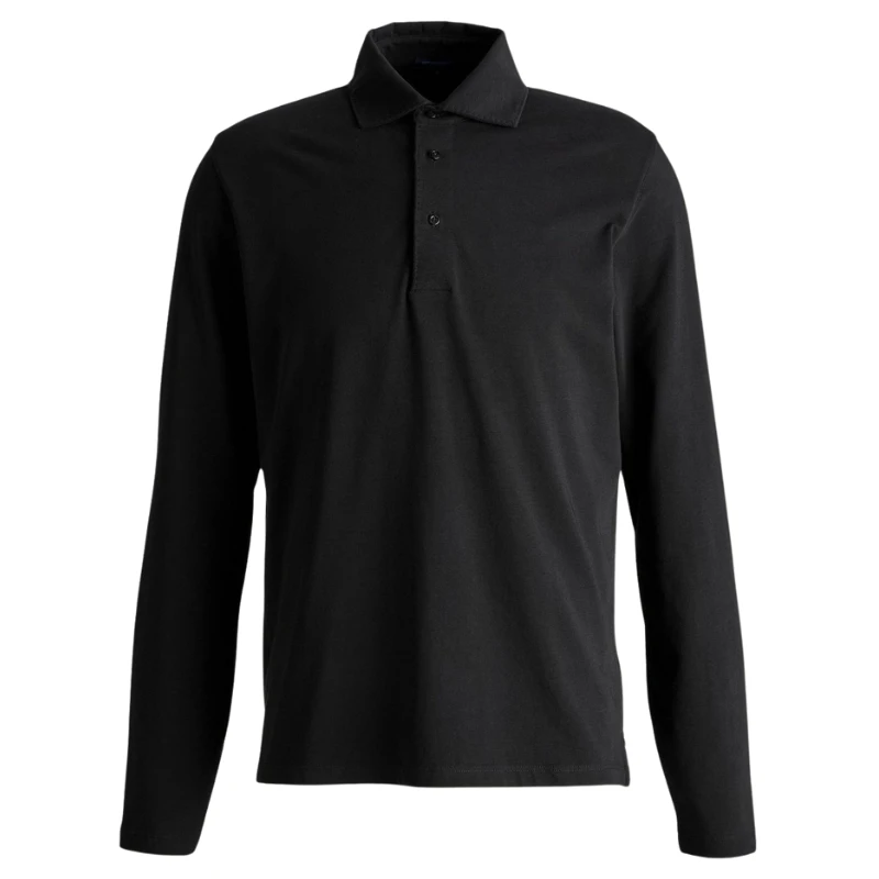 Polo Camisero Pique Manga Larga Negro para Hombre polo camisero pique manga larga color negro para hombre