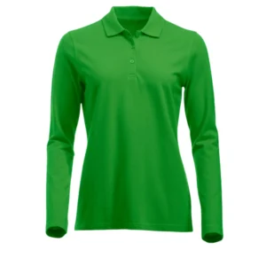polo camisero pique manga larga color verde para mujer
