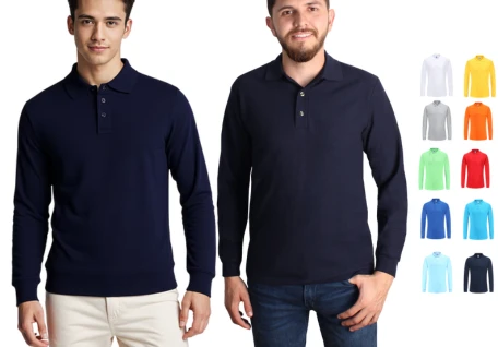polos camiseros pique manga larga para hombre