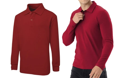 polos pique manga larga para hombre