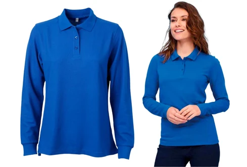 polos pique manga larga para mujer